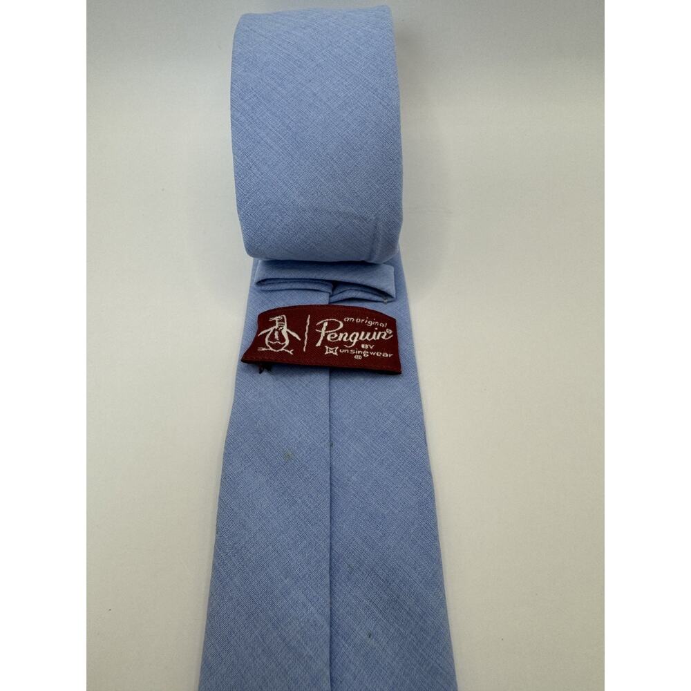 Original Penguin by Munsingwear Mens Slim Skinny Woven Tie Light Blue Solid - Picture 2 of 5